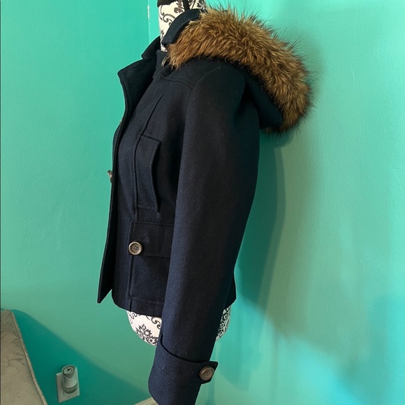dELIA’S Wool Coat with Faux Fur hood - Picture 2 of 13